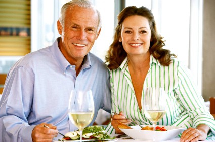 Healthy senior couple having a healthy meal for successful diet